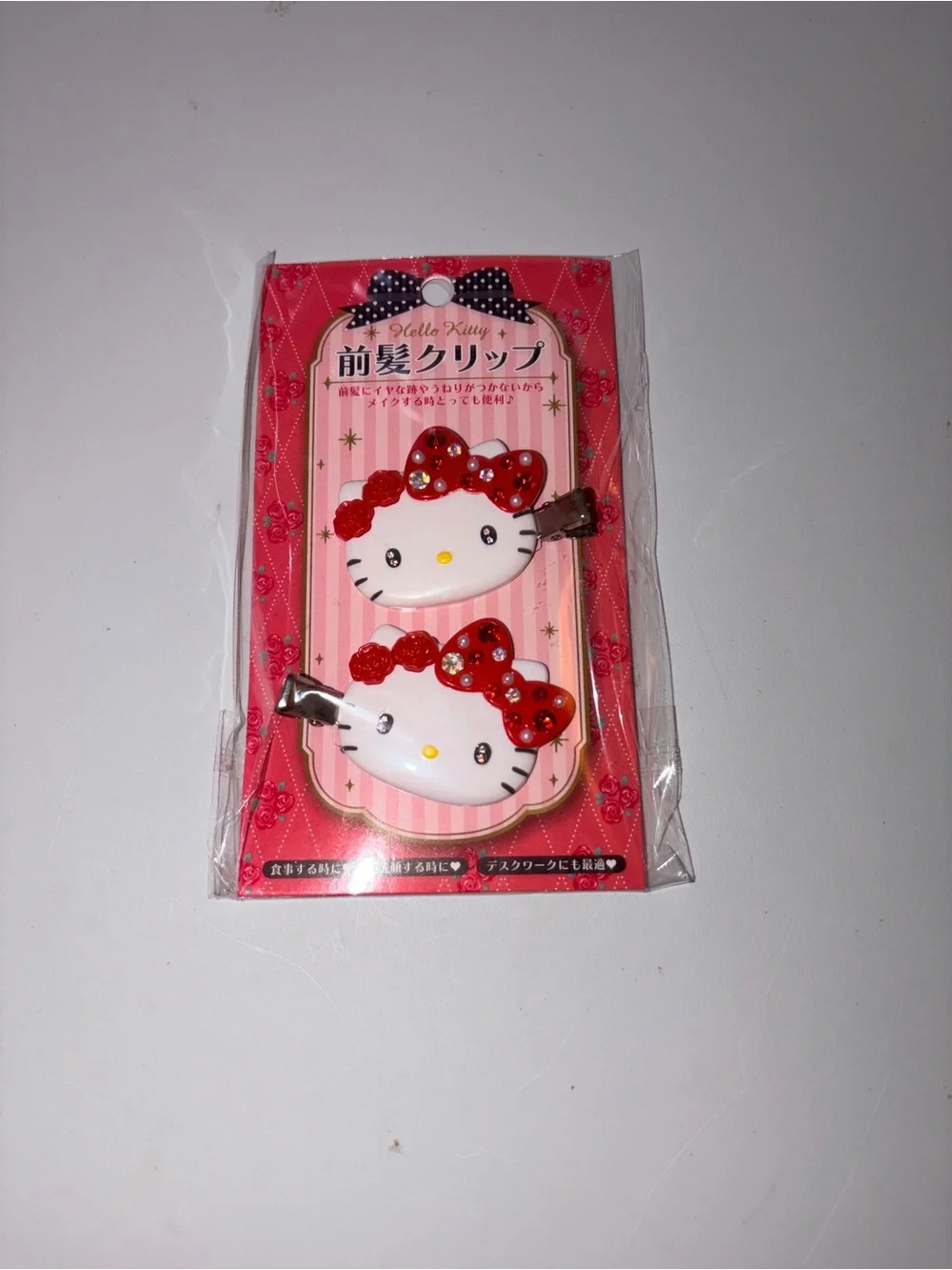 Hello Kitty Kids Hair Clips with Red Bows - 2 Pack